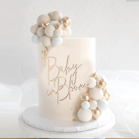 Hsybdnsk Baby in Bloom Side Cake Topper, Wooden Baby Shower Gender Reveal Cake Decoration for Pregnancy Announcement