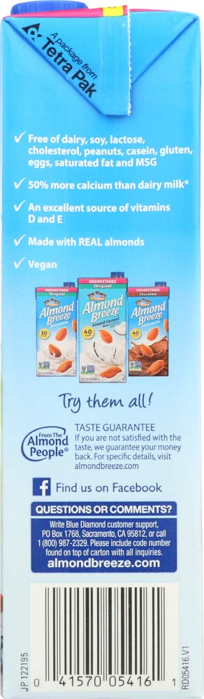 32 oz. (Pack 2) Blue Diamond Growers - Almond Breeze Almond Milk Unsweetened Vanilla - of by Blue Diamond Almonds