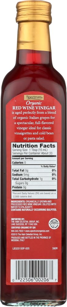 KDJMDL 16.9 oz 2 Spectrum Imported Organic Red Wine Vinegar -- fl - pc