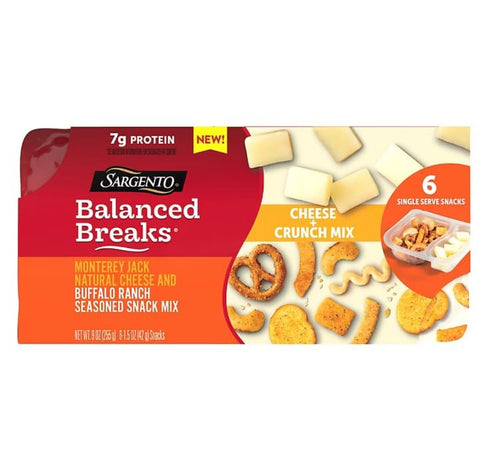 Sargento Balanced Breaks Cheese + Crunch Mix Packs, Monterey Jack Cheese, Buffalo Ranch