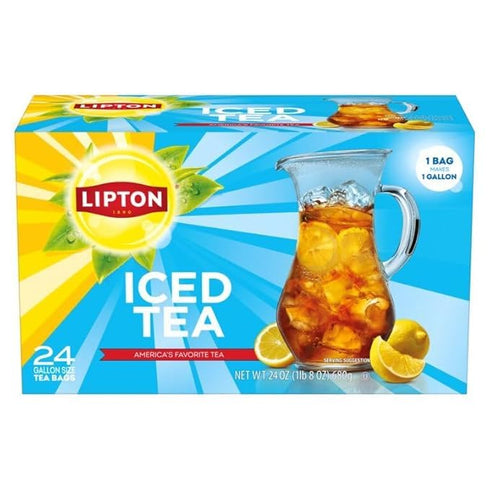 24 Lipton Unsweetened Iced Tea Bags, Gallon-Sized Zero Calories, Total Tea Bags