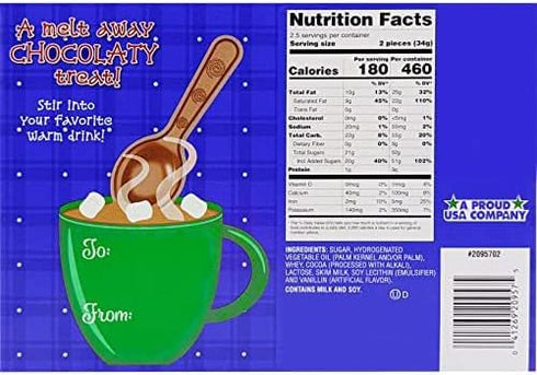 3oz (4-Pack) Fruidles Christmas Chocolate Stirring Spoons Holiday Treats, Milk Chocolaty 'n Smooth, Hot Chocolate