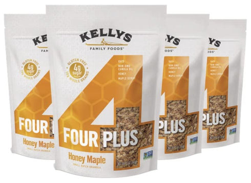 Kellys Four Plus Granola Cereal | Honey Maple Healthy Granola for Yogurt
