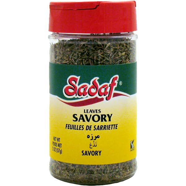 Sadaf Savory Leaves - Dried Savory Leaves for Cooking and Food Seasoning - Kosher & Vegetarian - 2 oz Pet Bottle Shaker