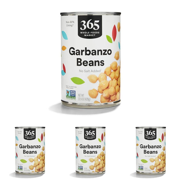 365 by Whole Foods Market, Unsalted Garbanzo Beans, 15.5 Ounce (Pack of