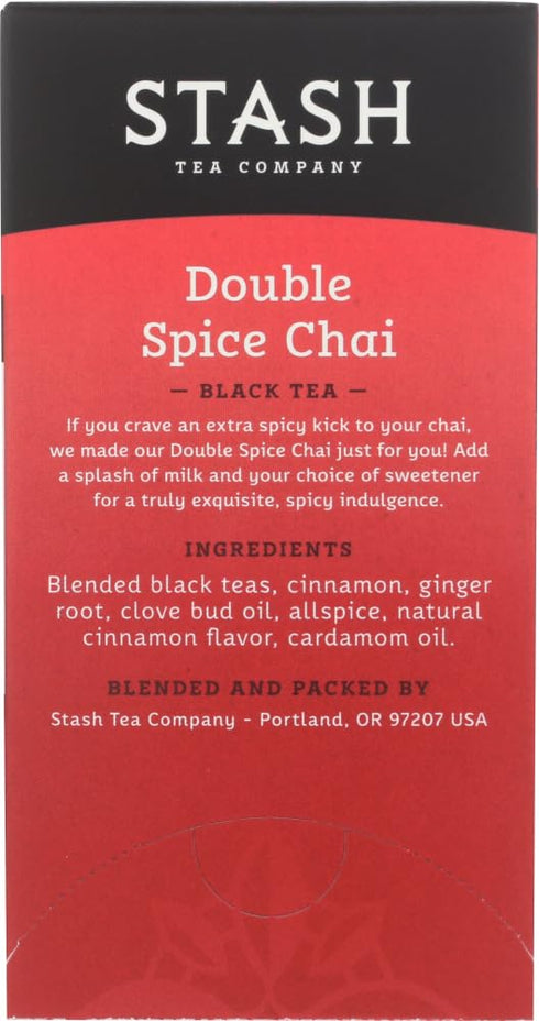 18 Count (Pack 2) Stash Tea Double Spice Chai Black Tea, Tea Bags in Foil