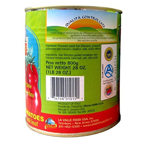 La Valle 6-pack 28 oz San Marzano D.O.P. Italian Peeled Tomatoes of cans