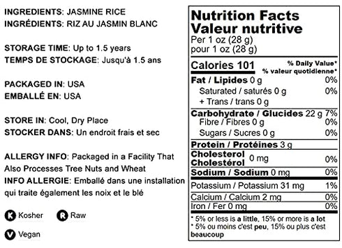 12 Food to Live - Jasmine White Rice, Pounds Long-Grain, Raw, Vegan, Kosher, Bulk. Fluffy Texture. Perfect Side Dish.