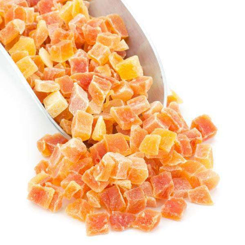 Low Sugar Dried Papaya Dices - Slightly Sweetened Chewy Tropical Treat -