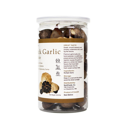 Orgnisulmte Canada Black Garlic 8 oz, Fermented for 90 Days, 100% Natural Multi Clove Garlic