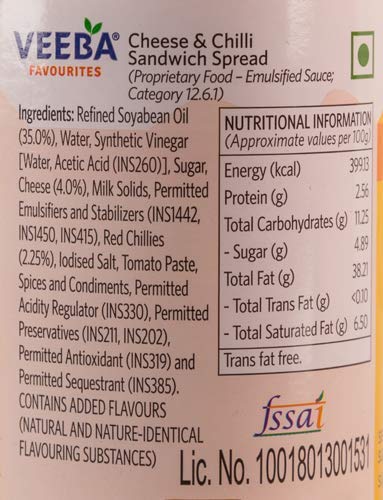 Veeba 275g (Packaging Cheese and Chilli Sandwich Spread, May Vary)