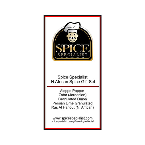 Chef Cherie Set 5 (1 North African Spice Gift - Contains: different spice jars each of: Zatar (Jordanian), Ras Al