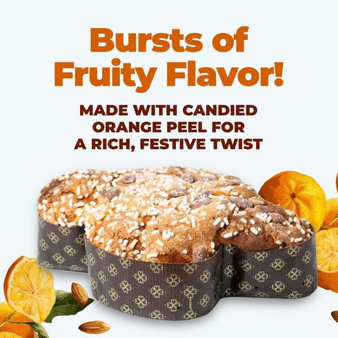 Vergani 1.65 Pack 1 Organic Colomba, Pounds Traditional Italian Holiday Bread Cake with Candied Orange Peel Filling.