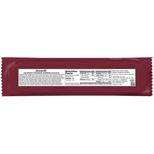 Summer 1/20oz, Johnsonville Jalapeno Cheddar Sausage Good Source of Protein, Great for Charcuterie and Cheese Boards