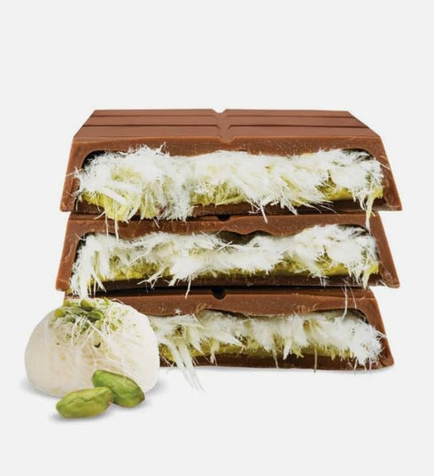 Generic 16 Oz Dubia Style Angel Hair Milk Chocolate/Milk Chocolate Filled with Dubai Style Pistachio Cream and Turkish