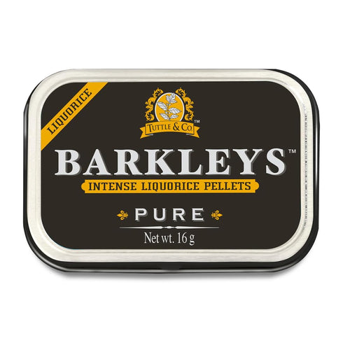 Barkleys Black Licorice Candy, Gluten Free Licorice Pellets, Vegan Black Licorice Intense (1 Can x 16 gr.)