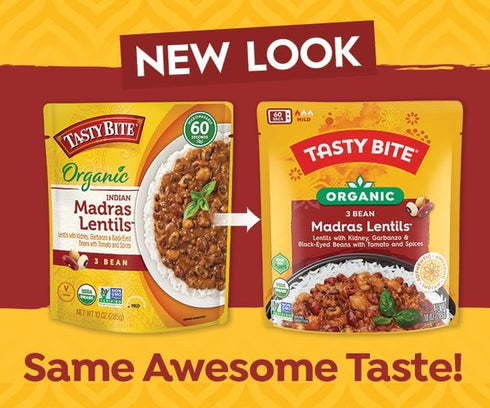 10 OZ TASTYBITE Organic Three Bean Madras Lentils