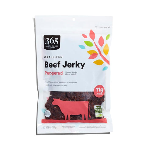 365 by Whole Foods Market, Grass-Fed Beef Jerky, Peppered, Natural Smoke Flavor,