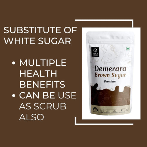 DEGA FARMS 500GM 100% Premium Demerara Sugar (Brown Sugar) - | Made with Pure, Organic & Natural Ingredients - SEDEX