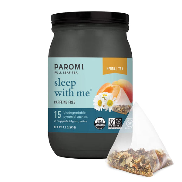 Paromi Sleep with Me Organic Herbal Tea, Signature Jar, 15 Count (Pack