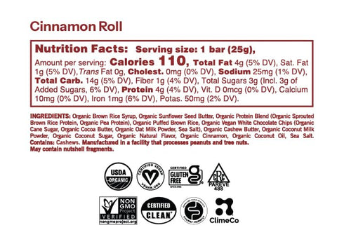 6.3 7 Count Gomacro, Bar Kids Cinnamon Roll Organic, Ounce
