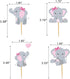48pcs Pink Elephant Cupcake Toppers, Double Sided Picks for It's A Girl Cake Decorations for Birthday Baby Shower