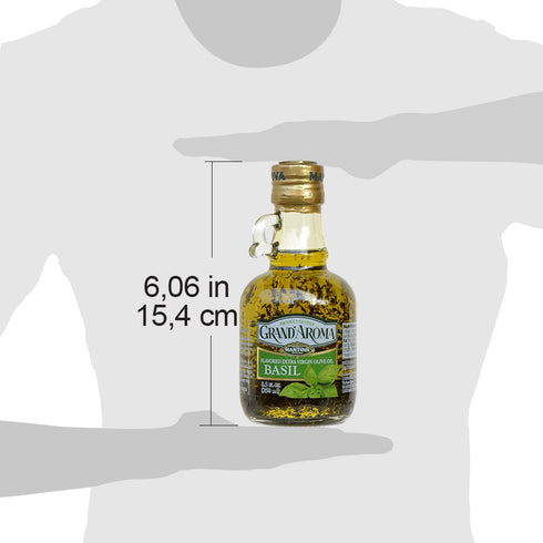100% 8.5 oz (Pack 2) Mantova GrandAroma Basil Flavored Extra Virgin Olive Oil, made in Italy, cold-pressed, natural