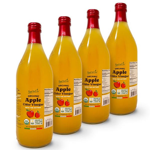 Food To Live Organic Apple Cider Vinegar, 1 L Raw Italian Natural