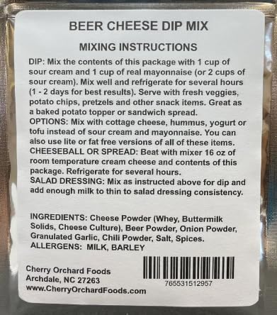 Cherry Orchard Foods .9 Beer Cheese Dip, Spread, Dressing & Cheeseball Mix - Ounce