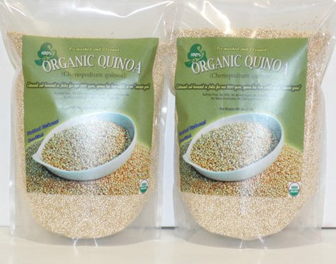 Indus Organics White Quinoa Seeds, 2 Lb (X2 of Bags), 99% Purity, Pre-washed, Premium