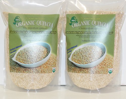 Indus Organics White Quinoa Seeds, 2 Lb (X2 of Bags), 99% Purity, Pre-washed, Premium