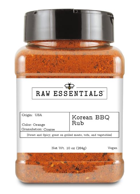 Korean BBQ Rub, Sweet and Spicy Seasoning for Grilled Meats, Tofu, Vegetables, Vegan, 10 Ounce Bottle