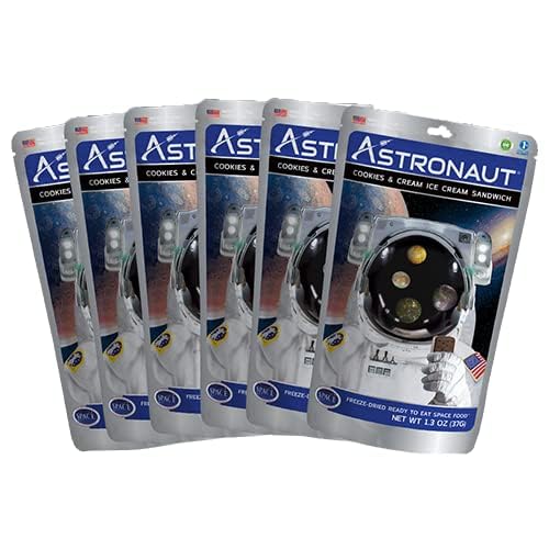 Astronaut Foods Freeze-Dried Ice Cream Sandwich, NASA Space Dessert, Cookies & Cream,