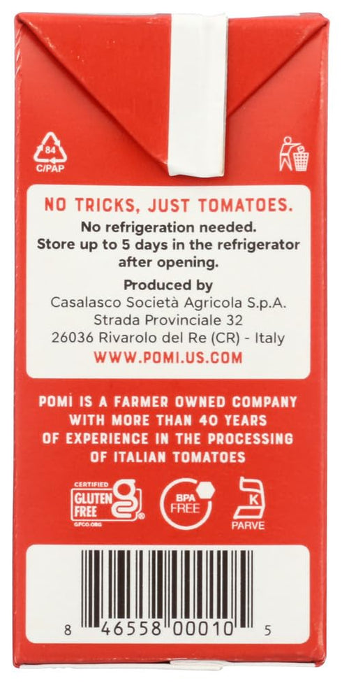 Pomi 100% 26.46 Finely Chopped Tomatoes, Fresh Italian Tomatoes, Kosher, Gluten Free & Non-GMO, Ounce