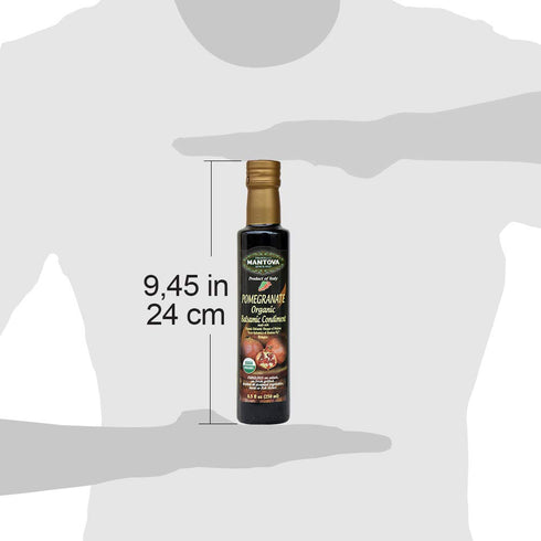 8.5 oz Mantova Organic Pomegranate Balsamic Vinegar of Modena, Perfect for Salad Dressing, Pasta Salad, Ice Cream