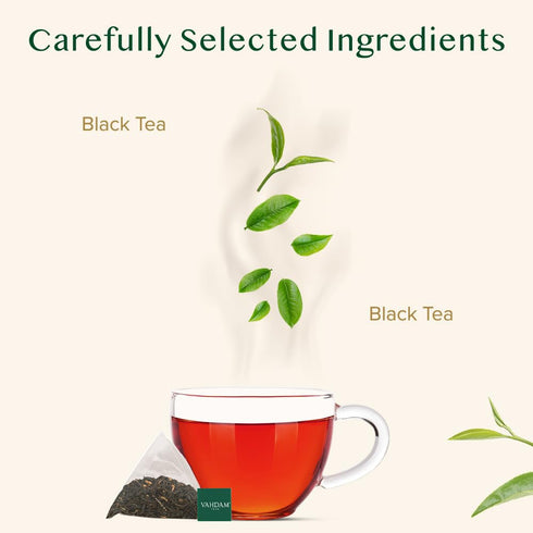 VAHDAM English Breakfast Black Tea Bags, 30 Count, High Caffeine, Pyramid Tea Bags