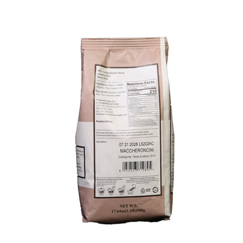 17.64 oz, 4 Pack Casa Rovigatti Maccheroncini Bronze Cut Italian Durum Wheat Pasta, Artisanally Produced