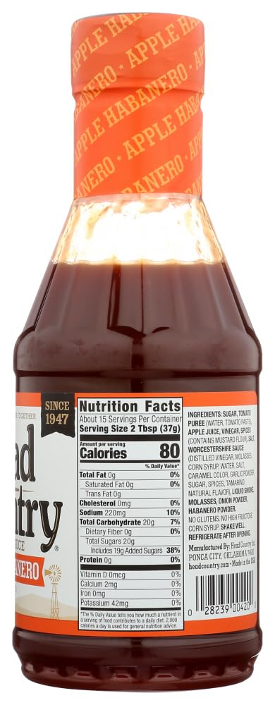 Country 312487 20 oz Pack 6 Head BBQ Apple Habanero Sauce,