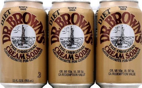 Dr. Browns Soda, Diet Cream Soda, 12oz cans Pack of 6