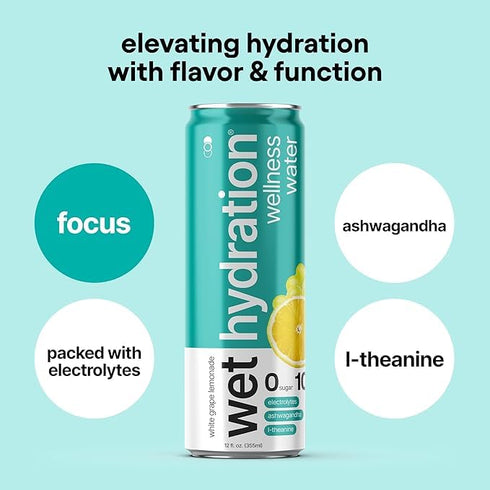 4 Pack (12 Pack 12) (Packaging Wet Hydration, Zero Calorie, Functional Wellness Water - Flavors Variety Ounce Cans
