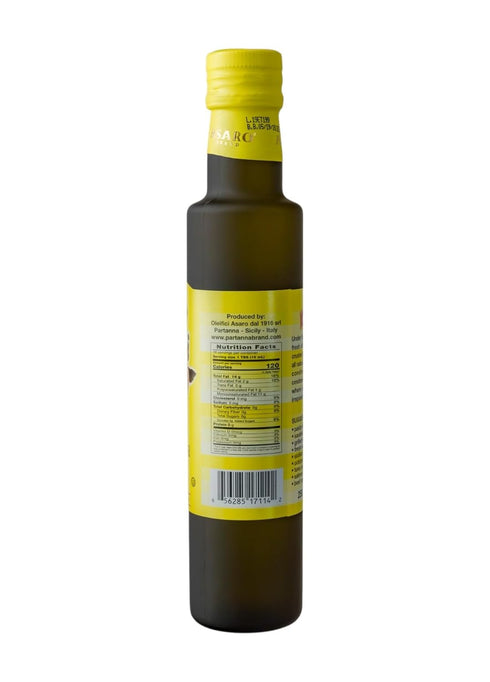 8.45 oz (250 ML) Partanna Extra Virgin Olive Oil pressed with Sicilian Lemon - Premium Flavored Extra Virgin Olive Oil