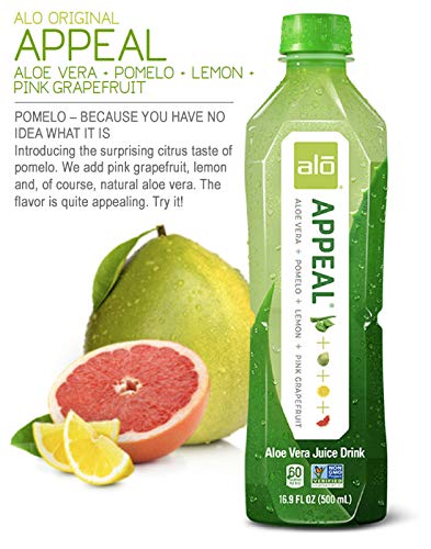 16.9 oz, Pack 12 ALO Aloe Vera Juice Drink | APPEAL - Pomelo + Grapefruit + Lemon | fl of | Plant-Based Drink with Real
