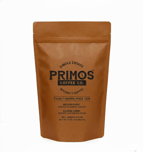 French Press Specialty Coffee, Coarse Ground, Primos Coffee Co (Medium Roast, 2