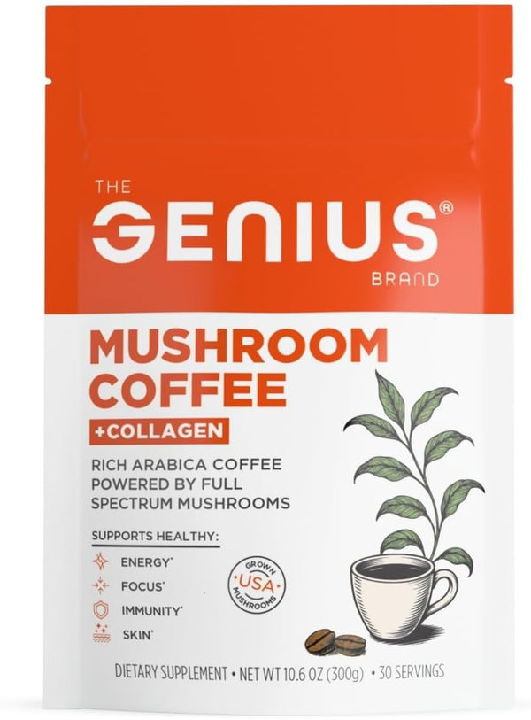 The Genius Brand Organic Mushroom Coffee + Collagen - Daily Energy Support