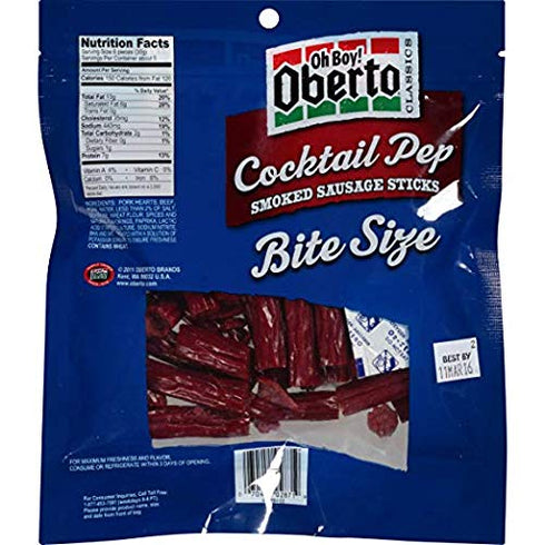 5 oz 2 Pack Oh Boy! Oberto Classics Cocktail Pep Bite Size Smoked Sausage Sticks | Per Bag |