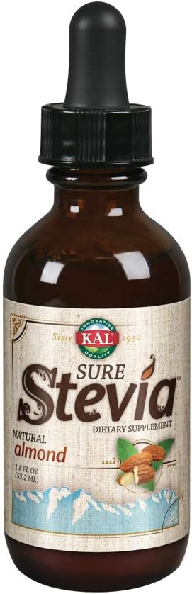 KAL Sure Stevia Drops, Natural Almond Flavor, Low Carb, Zero Calorie Sweetener,