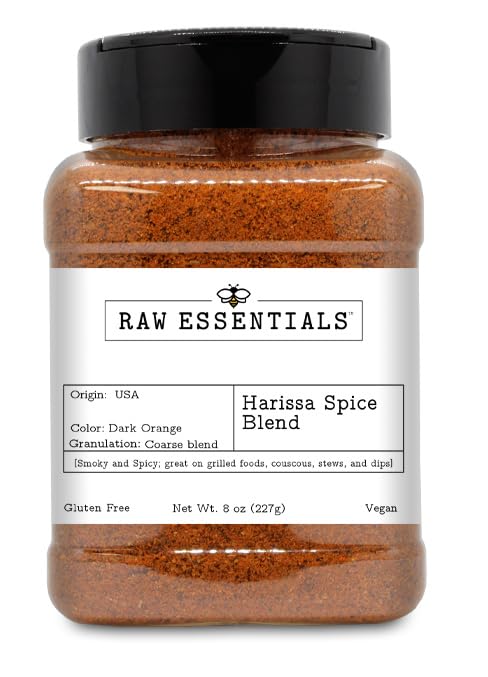 Harissa Spice Blend - Smoky and Spicy, Great on Grilled Foods, Gluten Free and Vegan - 8oz Bottle
