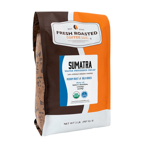 Fresh Roasted Coffee, Organic Sumatra Water-Processed Decaf | 100% Single Origin, USDA,