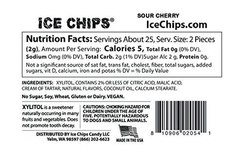 ICE CHIPS Xylitol Candy 3 Pack Assortment (Sour Apple, Sour Cherry, Lemon) 5.28 OZ