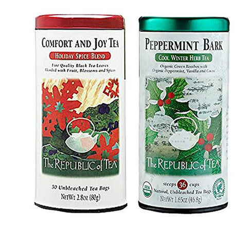 The Republic of Tea Winter Holiday Variety 2-Pack: Peppermint Bark and Comfort
